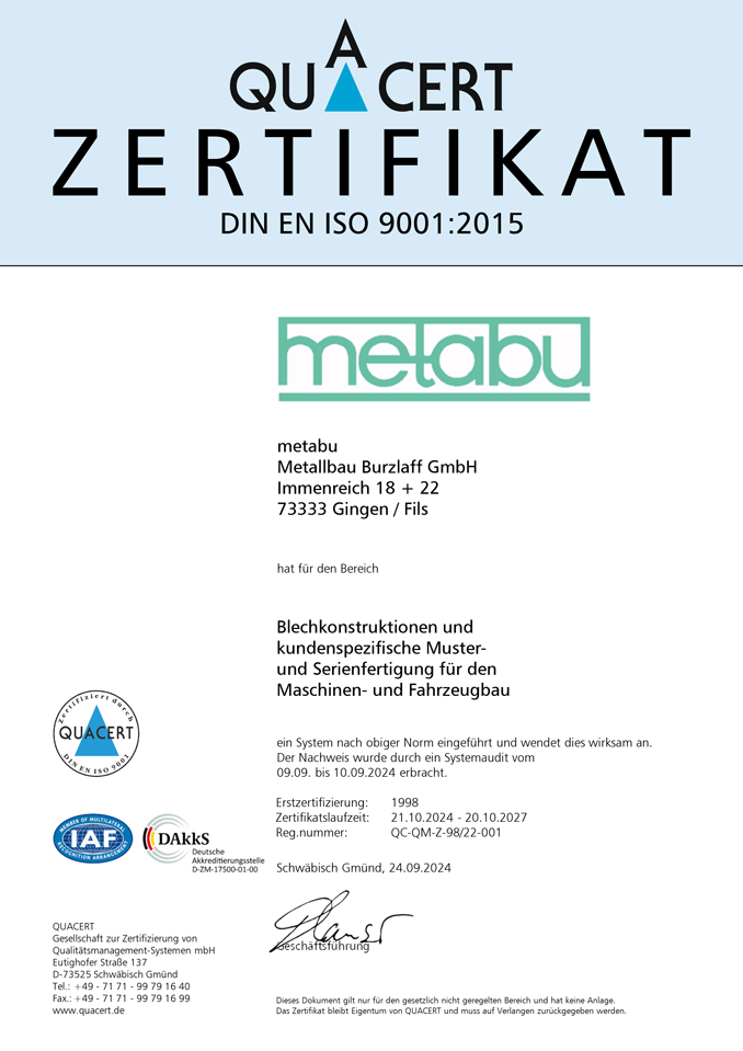 Metabu Zerfikat DIN ISO 2015 OKT 2027